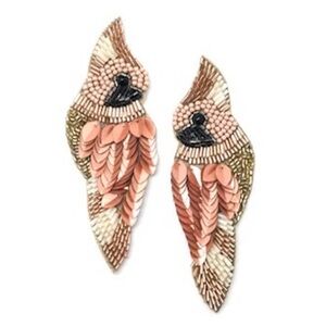Allie Beads Bird Earrings in Natural. Brand new!